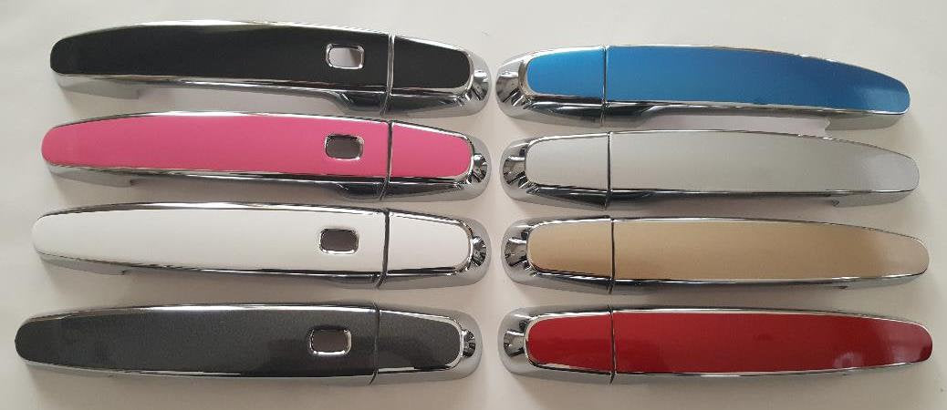 Full Set of Custom Black OR Chrome Door Handle Overlays / Covers For the 2014 - 2020 GMC Impala -- You Choose the Middle Color Insert