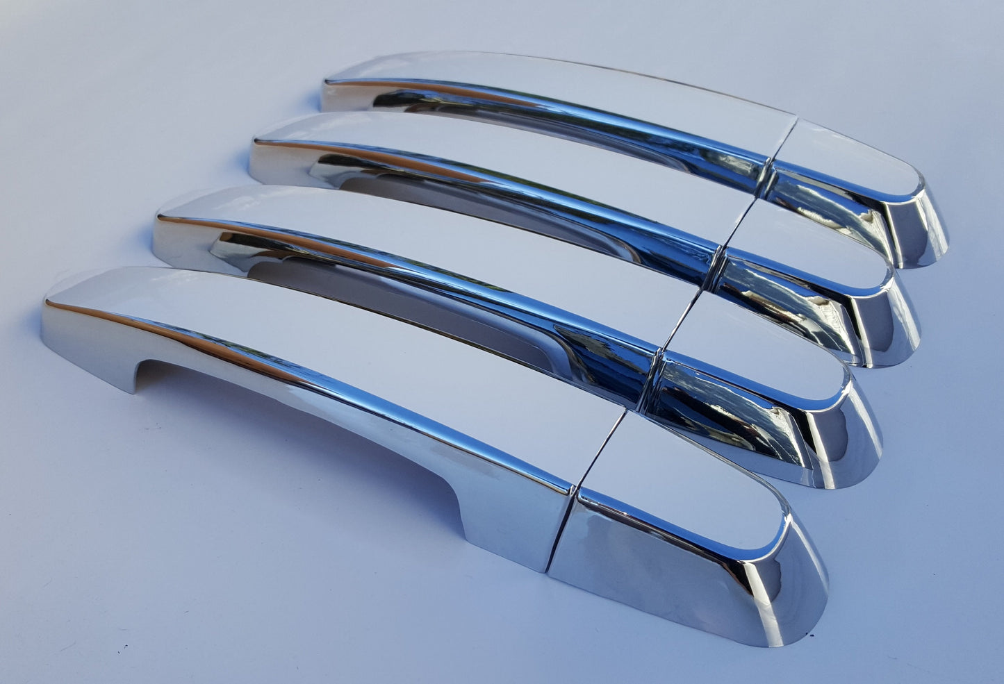 Full Set of Custom Black OR Chrome Door Handle Overlays / Covers For the 2014 - 2020 GMC Impala -- You Choose the Middle Color Insert