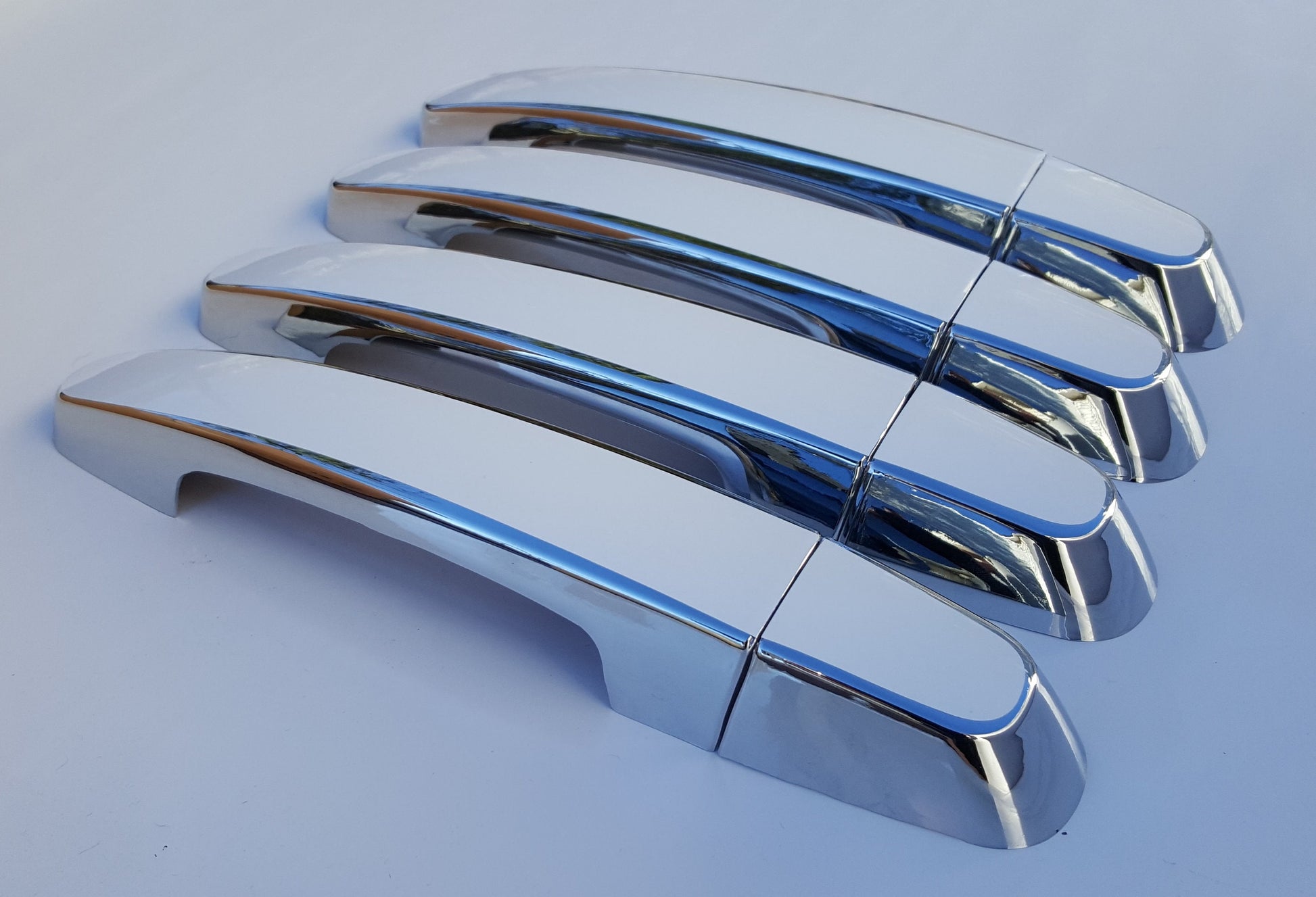 Full Set of Custom Black OR Chrome Door Handle Overlays / Covers For the 2014 - 2020 GMC Impala -- You Choose the Middle Color Insert