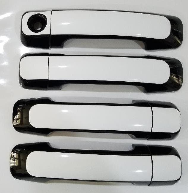 Full Set of Custom Black OR Chrome Door Handle Overlays / Covers For 2007 - 2022 Toyota Sequoia -- You Choose the Color of the Middle Insert