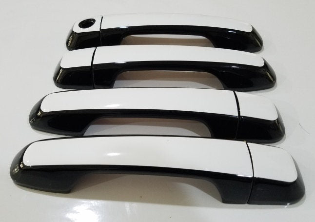 Full Set of Custom Black OR Chrome Door Handle Overlays / Covers For 2010 - 2022 Toyota 4Runner - You Choose the Color of the Middle Insert