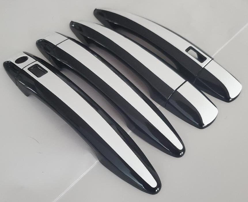 Full Set of Custom Black OR Chrome Door Handle Overlays / Covers For the 2021-2022 Nissan Rogue - You Choose the Color of the Middle Insert