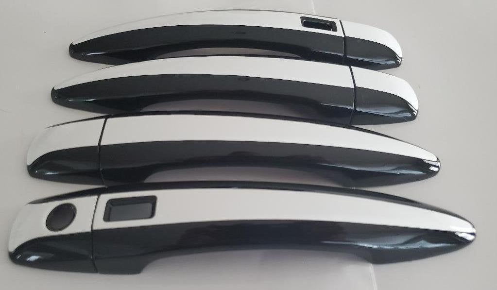 Full Set of Custom Black OR Chrome Door Handle Overlays / Covers For the 2021-2022 Nissan Rogue - You Choose the Color of the Middle Insert