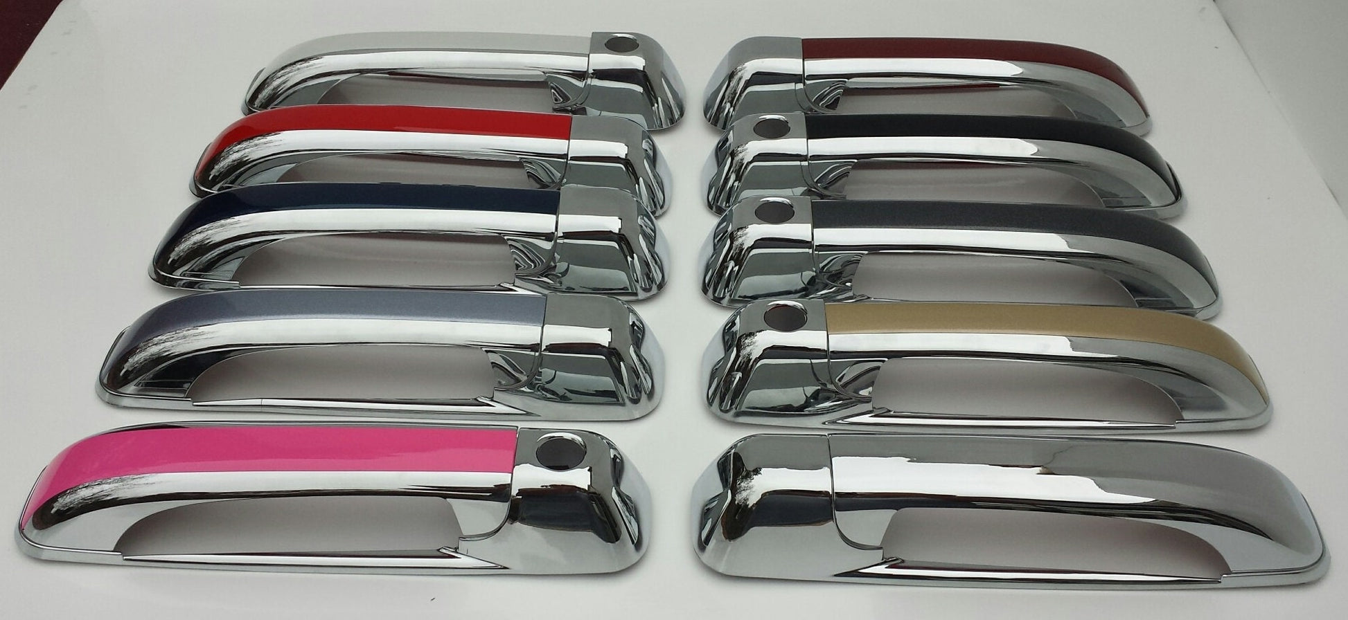 Full Set of Custom Black OR Chrome Door Handle Overlays / Covers For the 2010 - 2022 Dodge Ram 2500 -- You Choose the Middle Color Insert