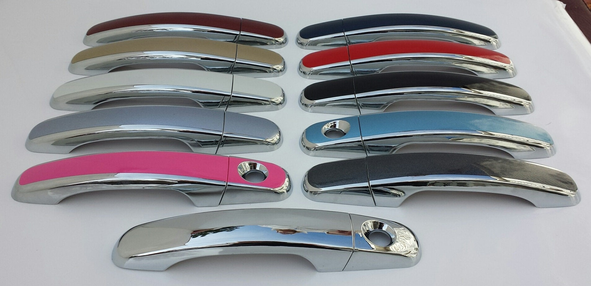 Full Set of Custom Black OR Chrome Door Handle Overlays / Covers For the 2010 - 2017 Chevy Equinox  -- You Choose the Middle Color Insert