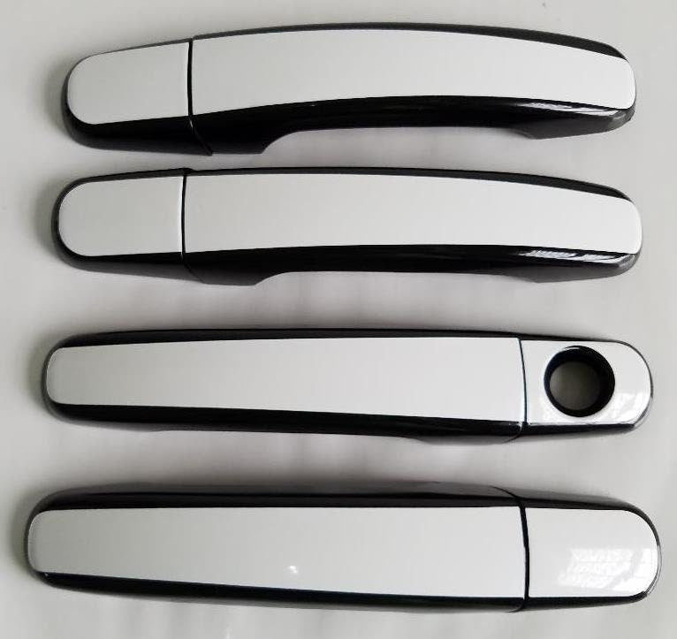 Full Set of Custom Black OR Chrome Door Handle Overlays / Covers For the 2010 - 2017 GMC Terrain -- You Choose the Middle Color Insert