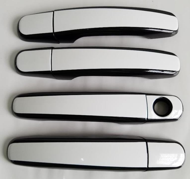 Full Set of Custom Black OR Chrome Door Handle Overlays / Covers For the 2007 - 2016 GMC Acadia -- You Choose the Middle Color Insert