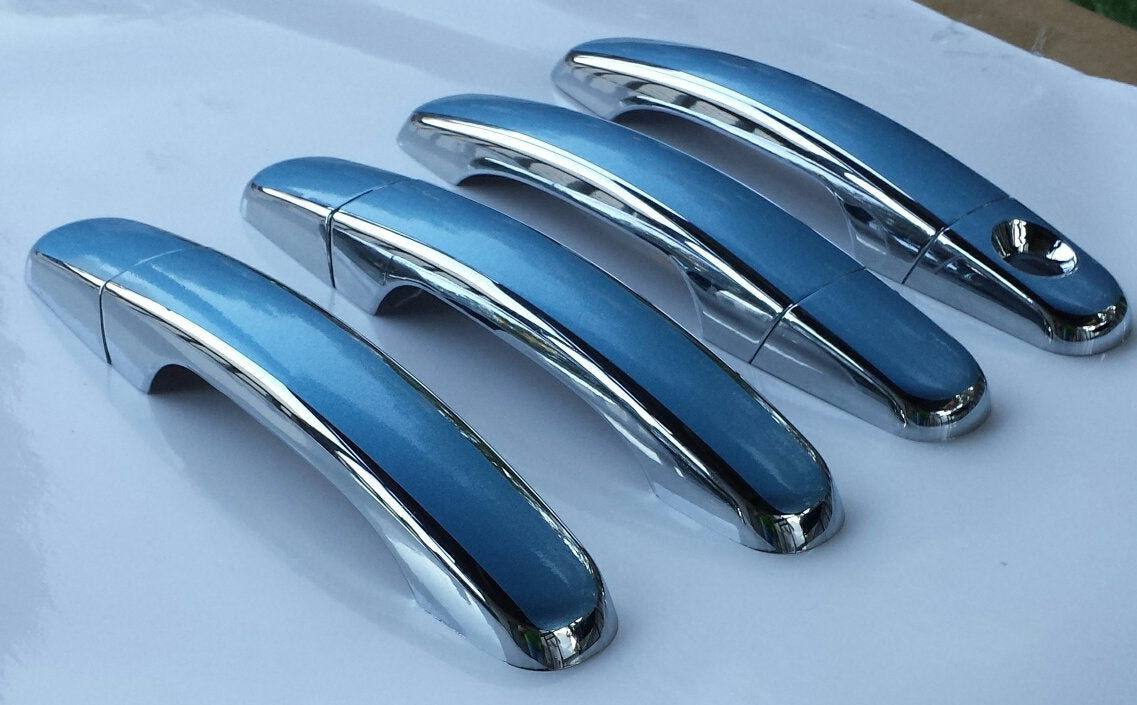 Full Set of Custom Black OR Chrome Door Handle Overlays / Covers For the 2009 - 2017 Chevy Traverse  -- You Choose the Middle Color Insert