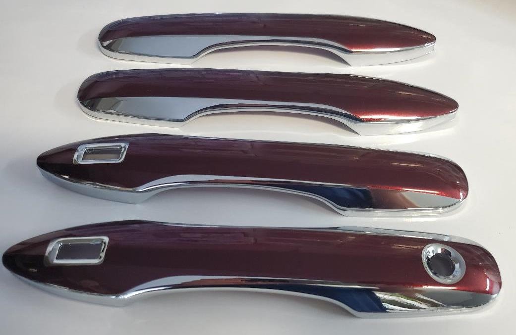 Full Set of Custom Black OR Chrome Door Handle Overlays / Covers For 2017 - 2022 Toyota Prius - You Choose the Color of the Middle Insert