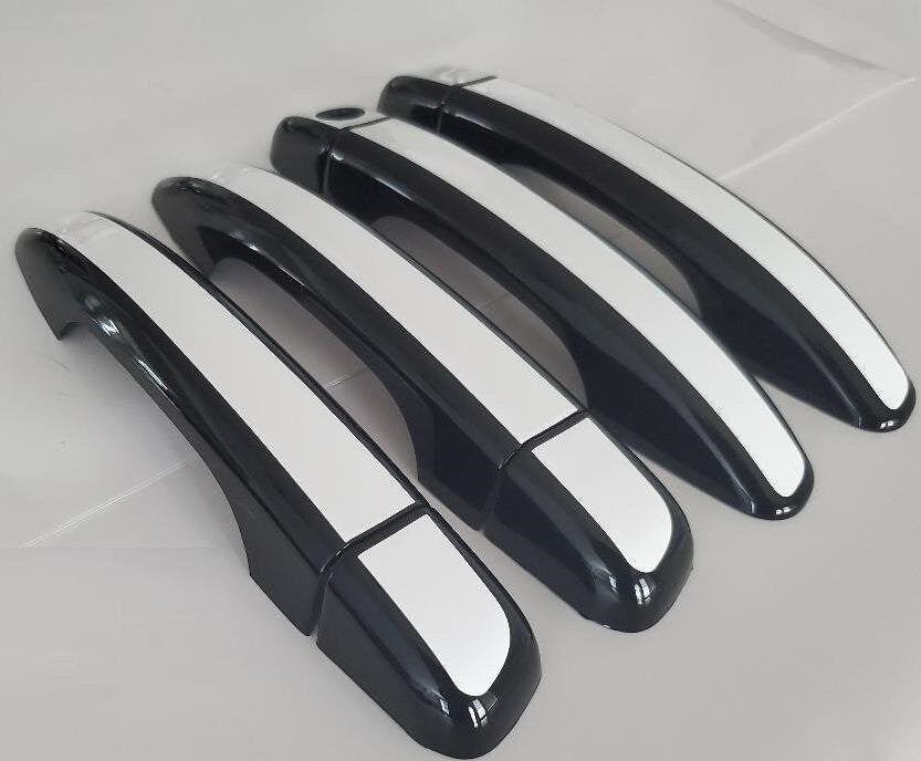 Full Set of Custom Black OR Chrome Door Handle Overlays / Covers For 2018 - 2022 Honda Accord -- You Choose the Color of the Middle Insert