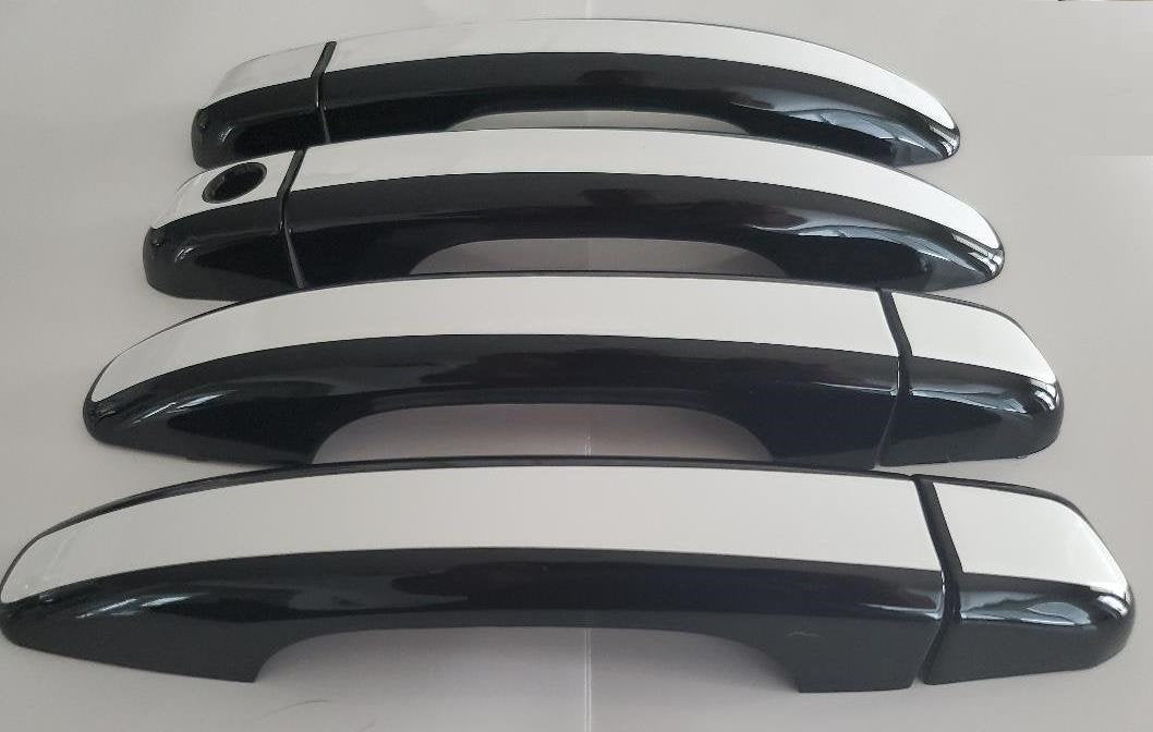 Full Set of Custom Black OR Chrome Door Handle Overlays / Covers For 2018 - 2022 Honda Accord -- You Choose the Color of the Middle Insert