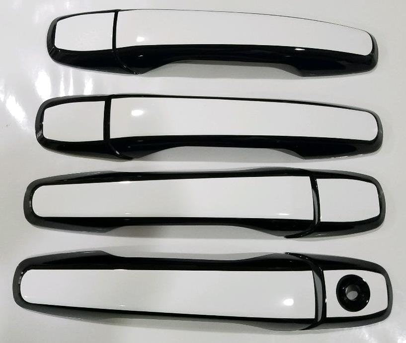 Full Set of Custom Black OR Chrome Door Handle Overlays / Covers For the 2011 - 2014 Ford Edge  -- You Choose the Middle Color Insert