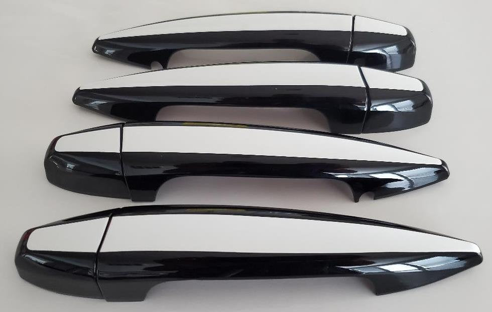 Full Set of Custom Black OR Chrome Door Handle Overlays / Covers For the 2017 - 2022 BMW X2 Series  -- You Choose the Middle Color Insert