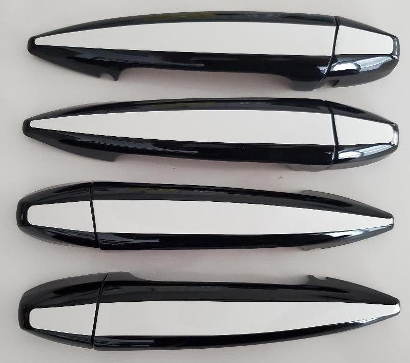 Full Set of Custom Black OR Chrome Door Handle Overlays / Covers For the 2017 - 2022 BMW X2 Series  -- You Choose the Middle Color Insert