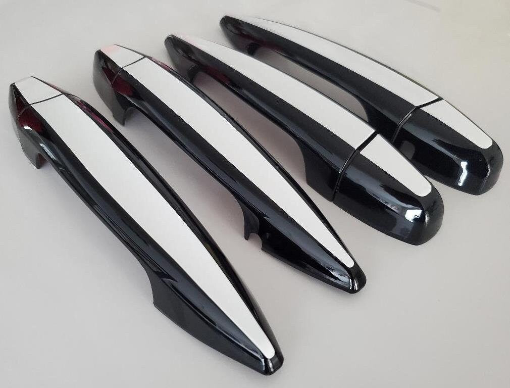 Full Set of Custom Black OR Chrome Door Handle Overlays / Covers For the 2017 - 2022 BMW X2 Series  -- You Choose the Middle Color Insert
