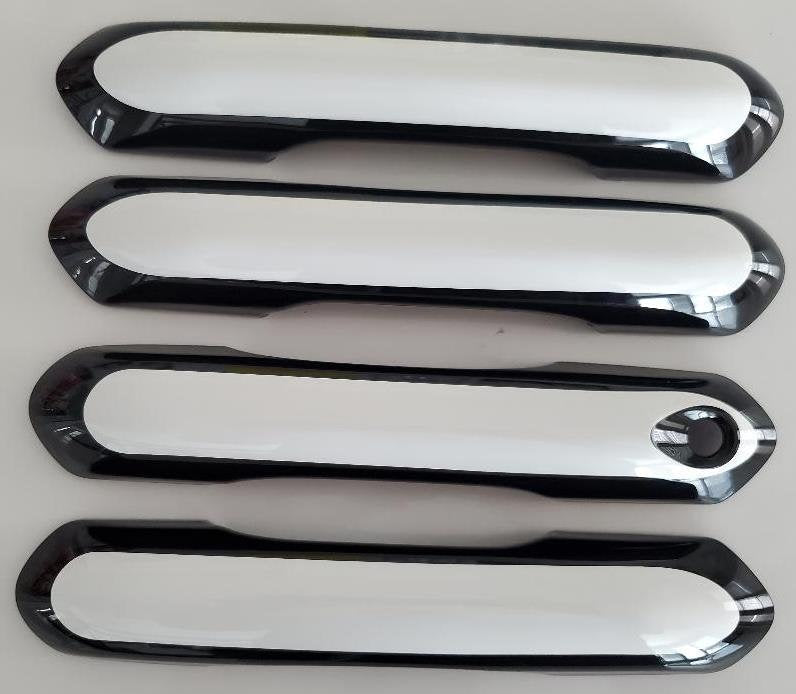 Full Set of Custom Black OR Chrome Door Handle Overlays / Covers For the 2020 - 2023 Ford Explorer  -- You Choose the Middle Color Insert