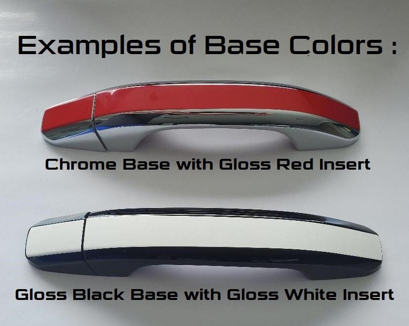 Full Set of Custom Black OR Chrome Door Handle Overlays / Covers For the 2018 - 2022 GMC Acadia -- You Choose the Middle Color Insert