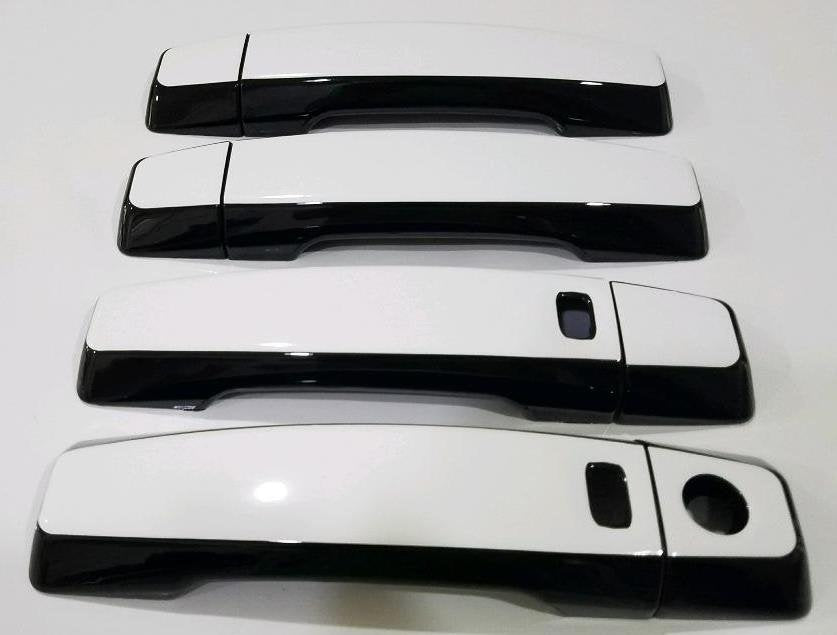 Full Set of Custom Black OR Chrome Door Handle Overlays / Covers For the 2005 - 2011 Nissan Frontier   Choose the Color of the Middle Insert