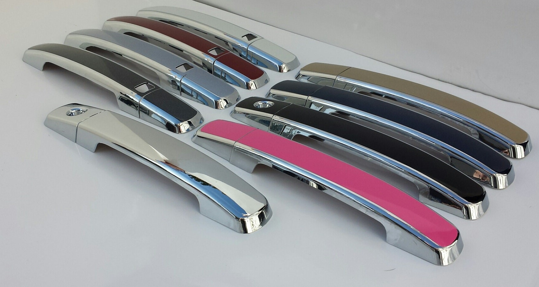 Full Set of Custom Black OR Chrome Door Handle Overlays / Covers For the 2007 - 2012 Nissan Altima  - Choose the Color of the Middle Insert