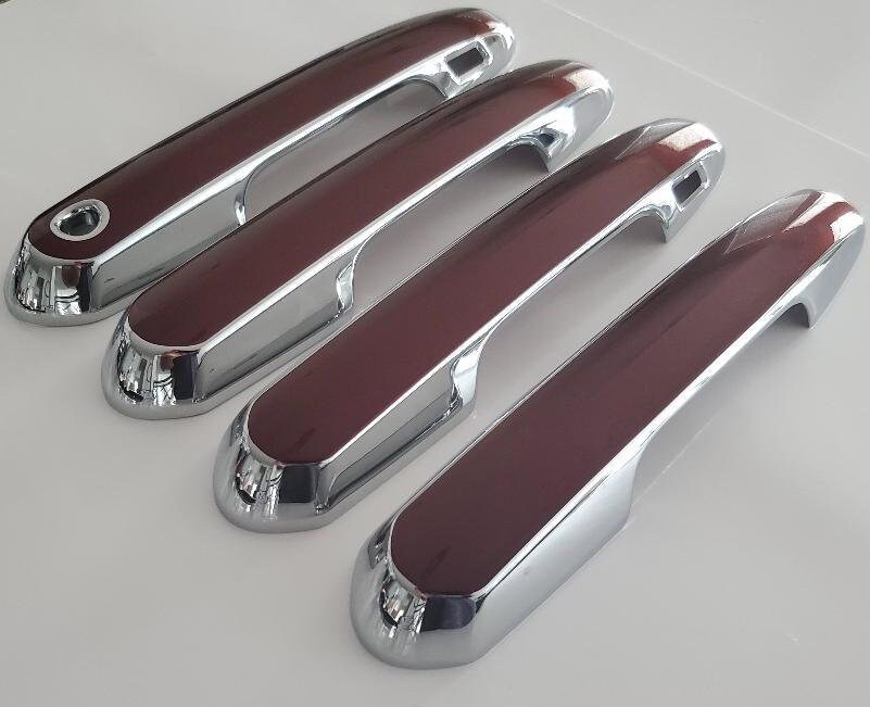 Full Set of Custom Black OR Chrome Door Handle Overlays / Covers For 2019 - 2022 Toyota RAV4 - You Choose the Color of the Middle Insert