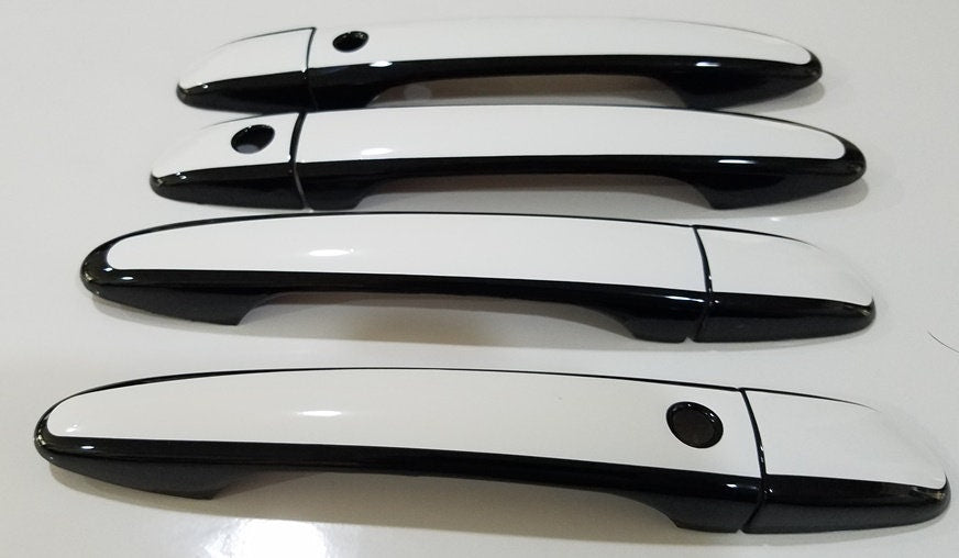 Full Set of Custom Black OR Chrome Door Handle Overlays / Covers For 2011 - 2014 Mazda 2  -- You Choose the Color of the Middle Insert
