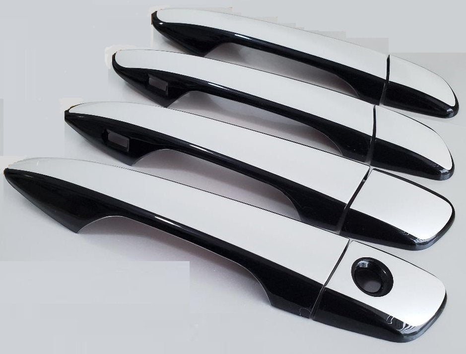 Full Set of Custom Black OR Chrome Door Handle Overlays / Covers For 2014 - 2016 Lexus IS250 - You Choose the Color of the Middle Insert