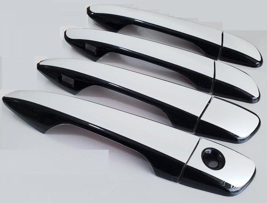 Full Set of Custom Black OR Chrome Door Handle Overlays / Covers For 2010 - 2015 Lexus RX350 - You Choose the Color of the Middle Insert