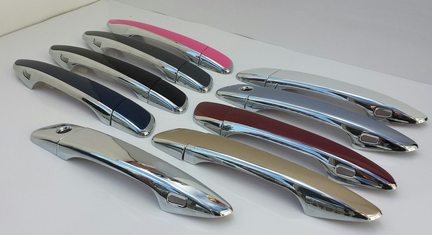 Full Set of Custom Black OR Chrome Door Handle Overlays / Covers For 2014 - 2016 Lexus IS250 - You Choose the Color of the Middle Insert