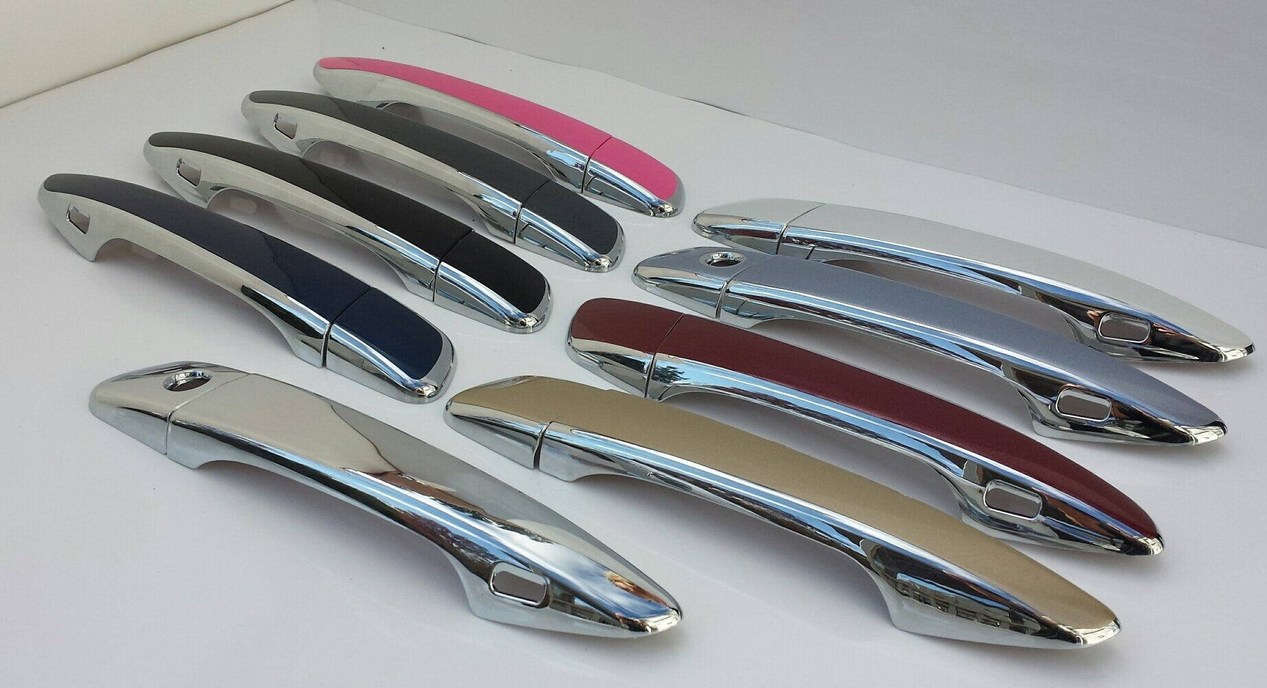 Full Set of Custom Black OR Chrome Door Handle Overlays / Covers For 2014 - 2016 Lexus IS250 - You Choose the Color of the Middle Insert