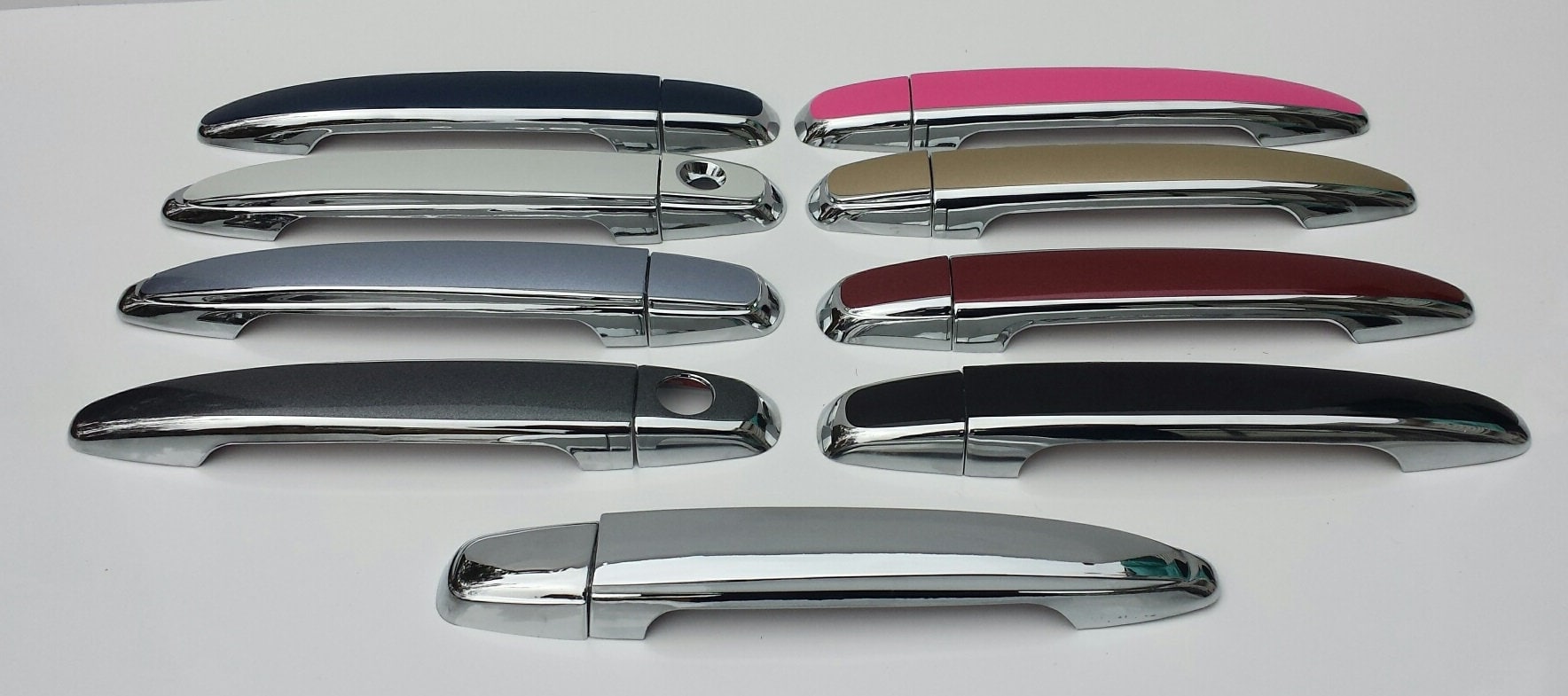 Full Set of Custom Black OR Chrome Door Handle Overlays / Covers For 2007 - 2009 Lexus RX350 - You Choose the Color of the Middle Insert