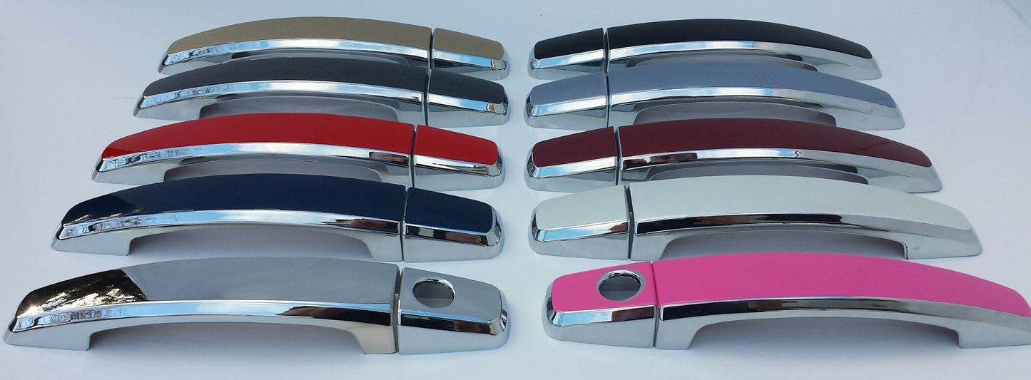 Full Set of Custom Black OR Chrome Door Handle Overlays / Covers For the 2012 - 2014 Chevy Sonic  -- You Choose the Middle Color Insert