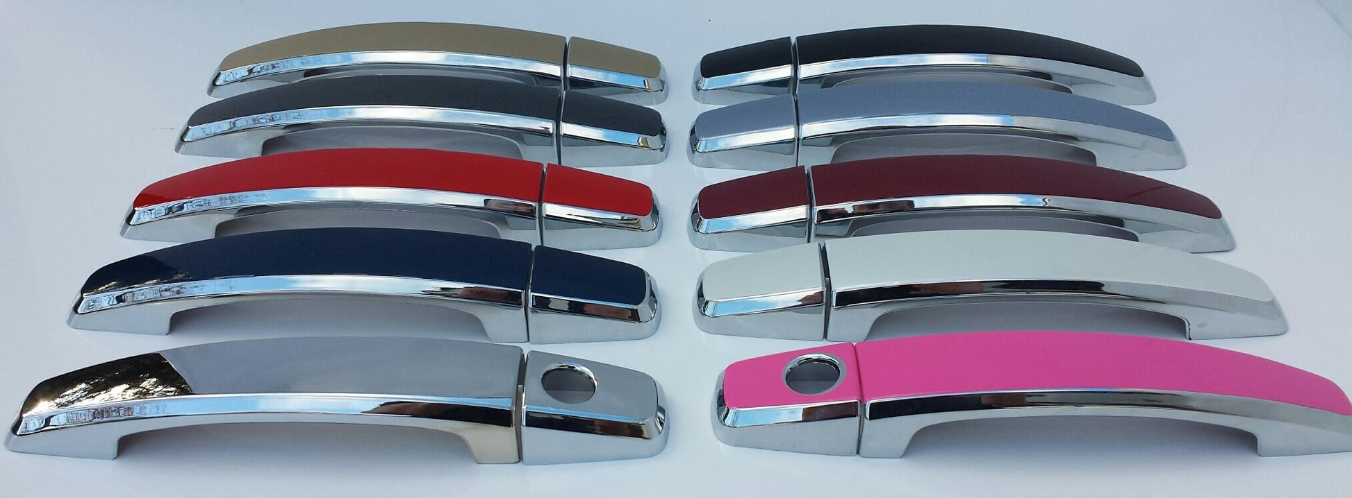 Full Set of Custom Black OR Chrome Door Handle Overlays / Covers For the 2013 - 2015 Chevy Malibu  -- You Choose the Middle Color Insert