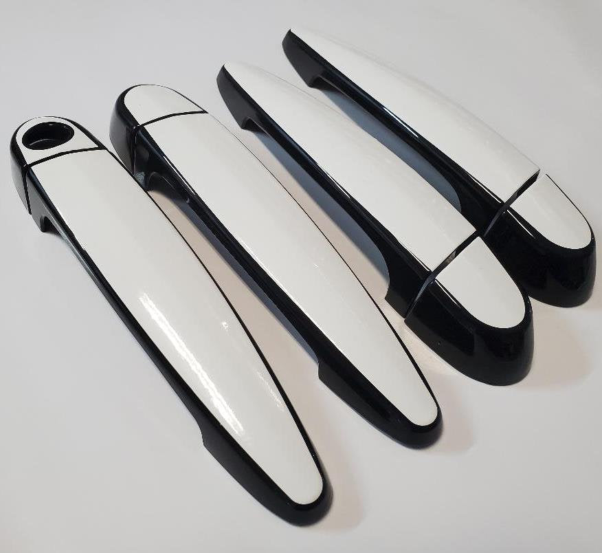 Full Set of Custom Black OR Chrome Door Handle Overlays / Covers For the 2006 - 2011 BMW 323i Series  -- You Choose the Middle Color Insert