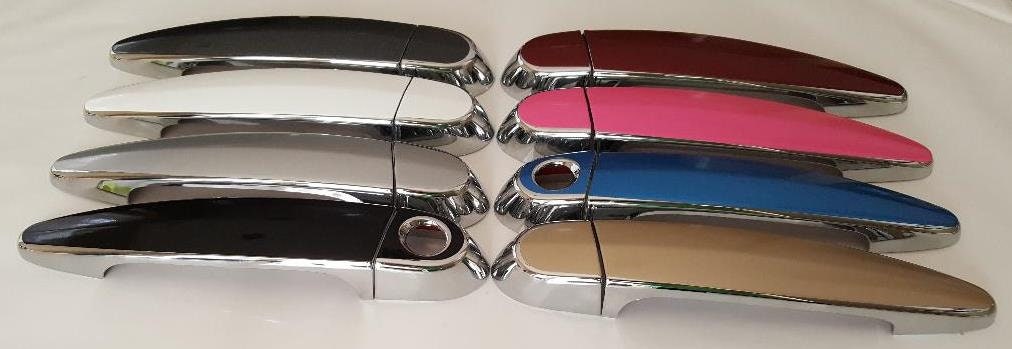 Full Set of Custom Black OR Chrome Door Handle Overlays / Covers For the 2006 - 2011 BMW 330i Series  -- You Choose the Middle Color Insert