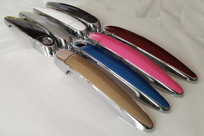 Full Set of Custom Black OR Chrome Door Handle Overlays / Covers For the 2006 - 2011 BMW 323i Series  -- You Choose the Middle Color Insert