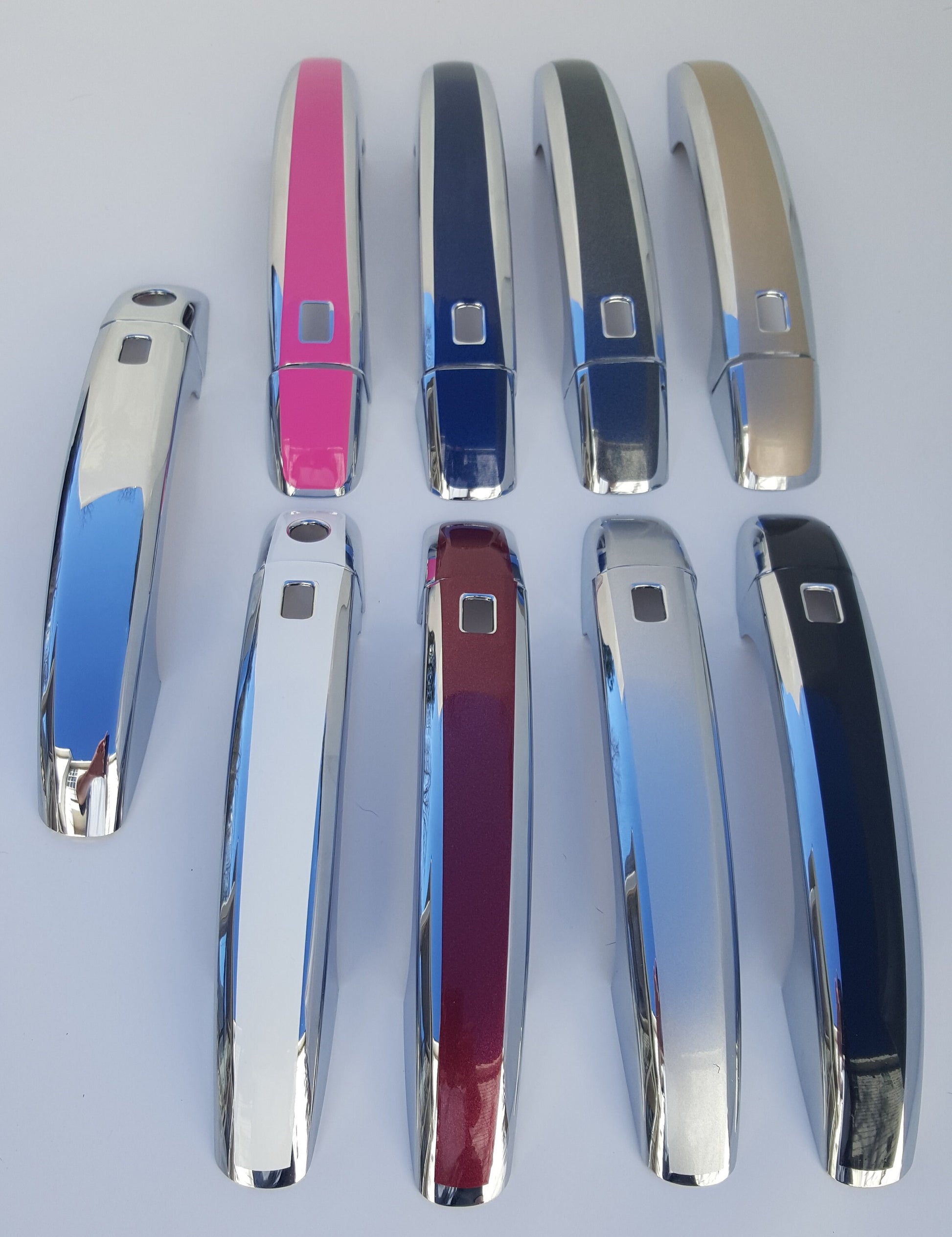 Full Set of Custom Chrome Door Handle Overlays / Covers For the 2010 – 2014 Audi S4 -- You Choose the Middle Color Insert