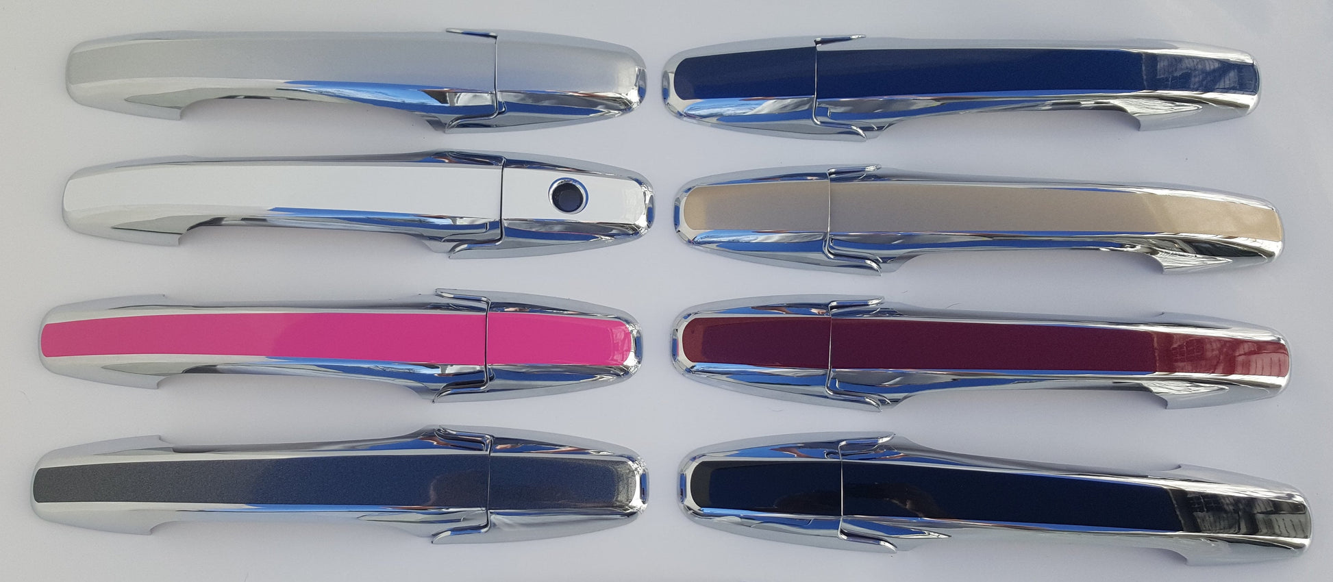 Full Set of Custom Black OR Chrome Door Handle Overlays / Covers For 2009 - 2015 Honda Pilot -- You Choose the Color of the Middle Insert