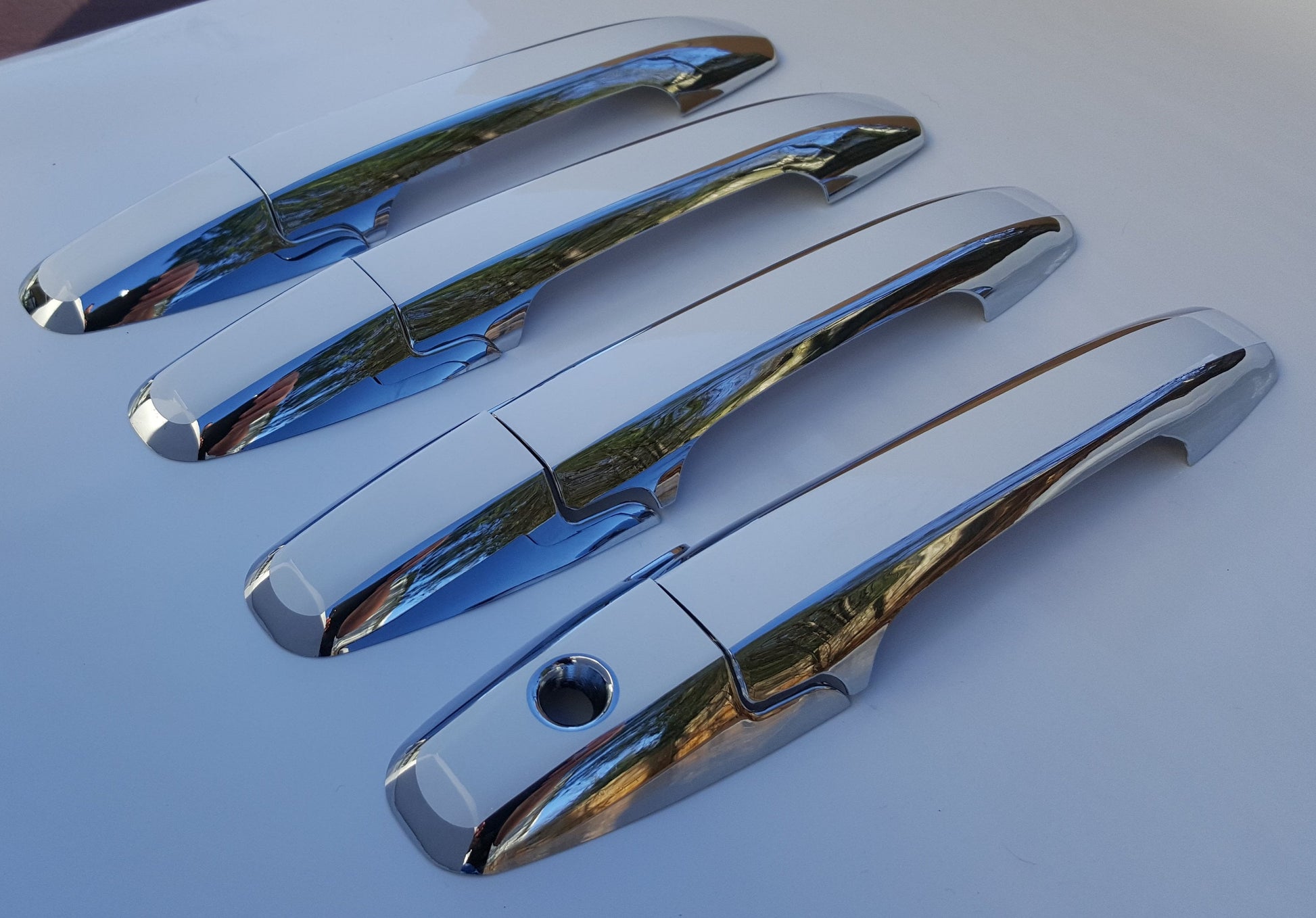 Full Set of Custom Black OR Chrome Door Handle Overlays / Covers For 2009 - 2015 Honda Pilot -- You Choose the Color of the Middle Insert