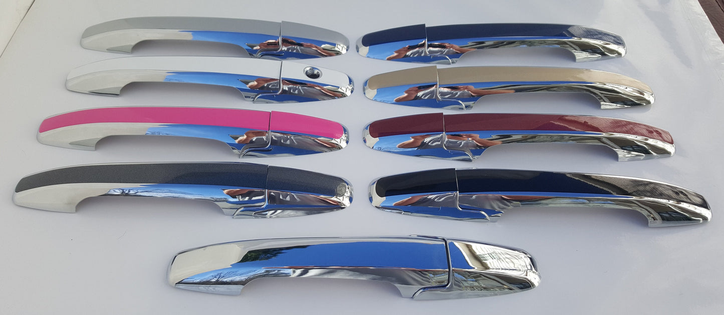 Full Set of Custom Black OR Chrome Door Handle Overlays / Covers For 2009 - 2015 Honda Pilot -- You Choose the Color of the Middle Insert