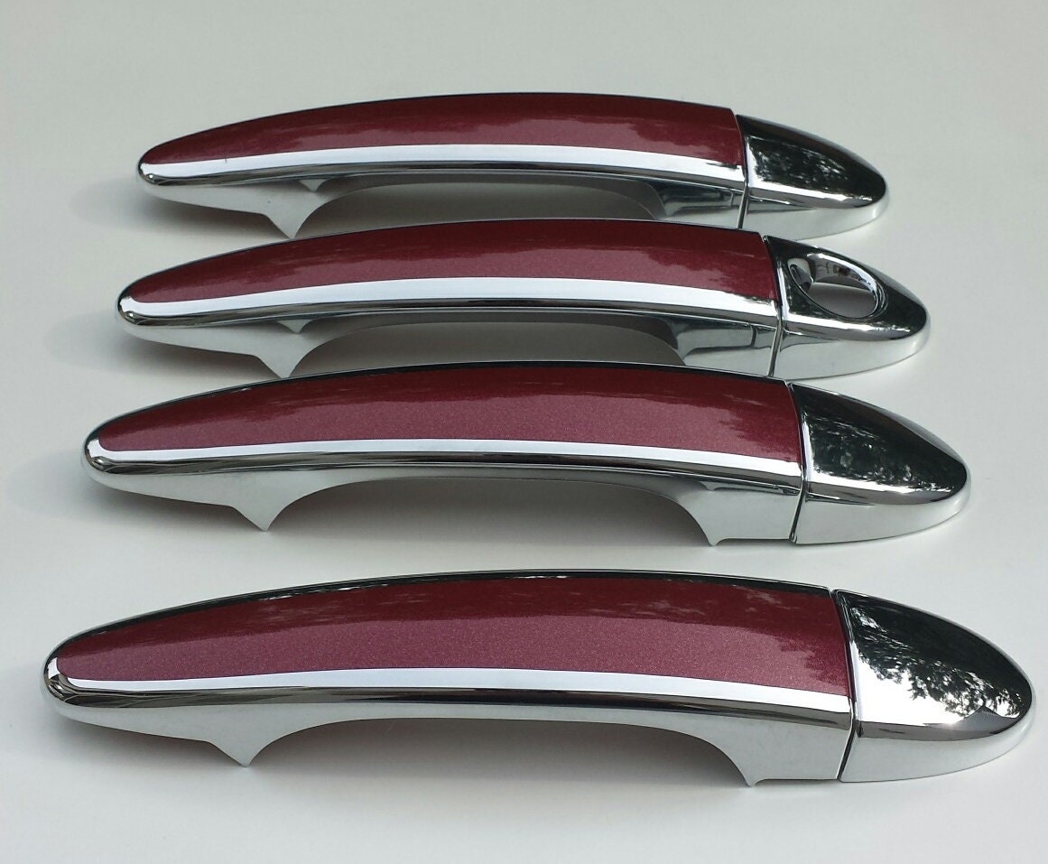 Full Set of Custom Chrome Door Handle Overlays / Covers For the 2004 - 2009 BMW 530i Series  -- You Choose the Middle Color Insert