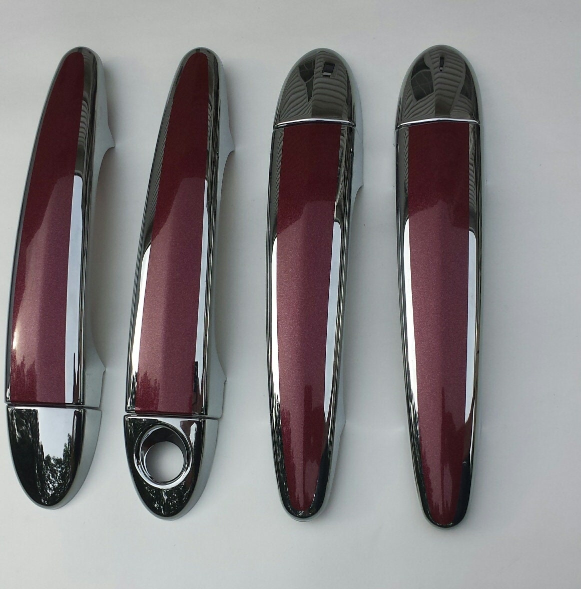 Full Set of Custom Chrome Door Handle Overlays / Covers For the 2004 - 2009 BMW 530i Series  -- You Choose the Middle Color Insert