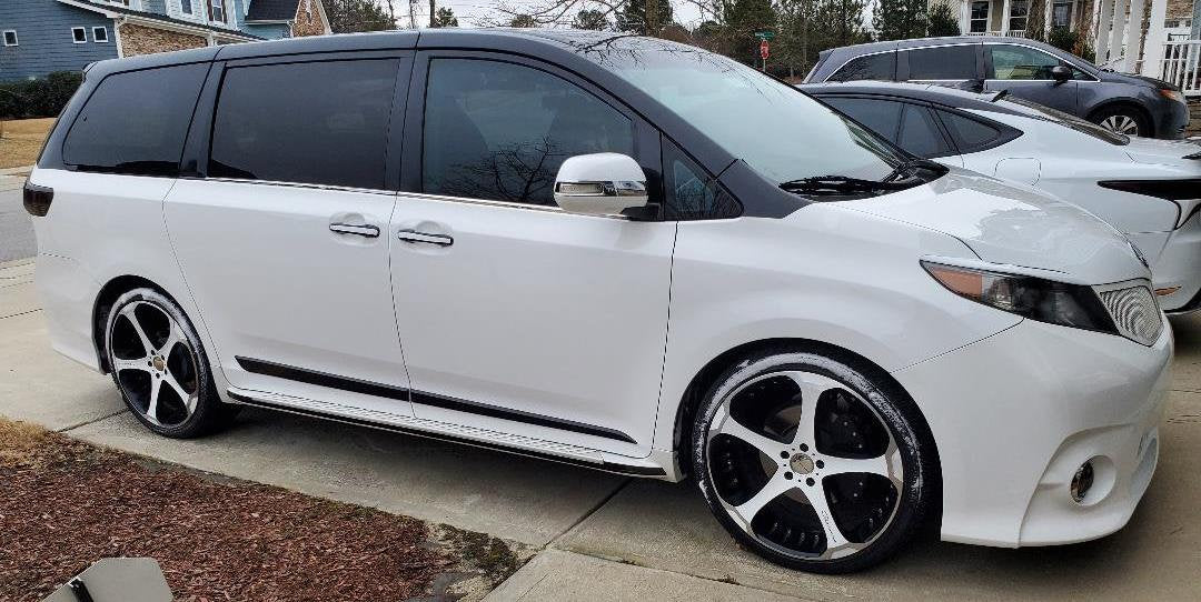 Full Set of Custom Black OR Chrome Door Handle Overlays / Covers For 2011 - 2020 Toyota Sienna - You Choose the Color of the Middle Insert
