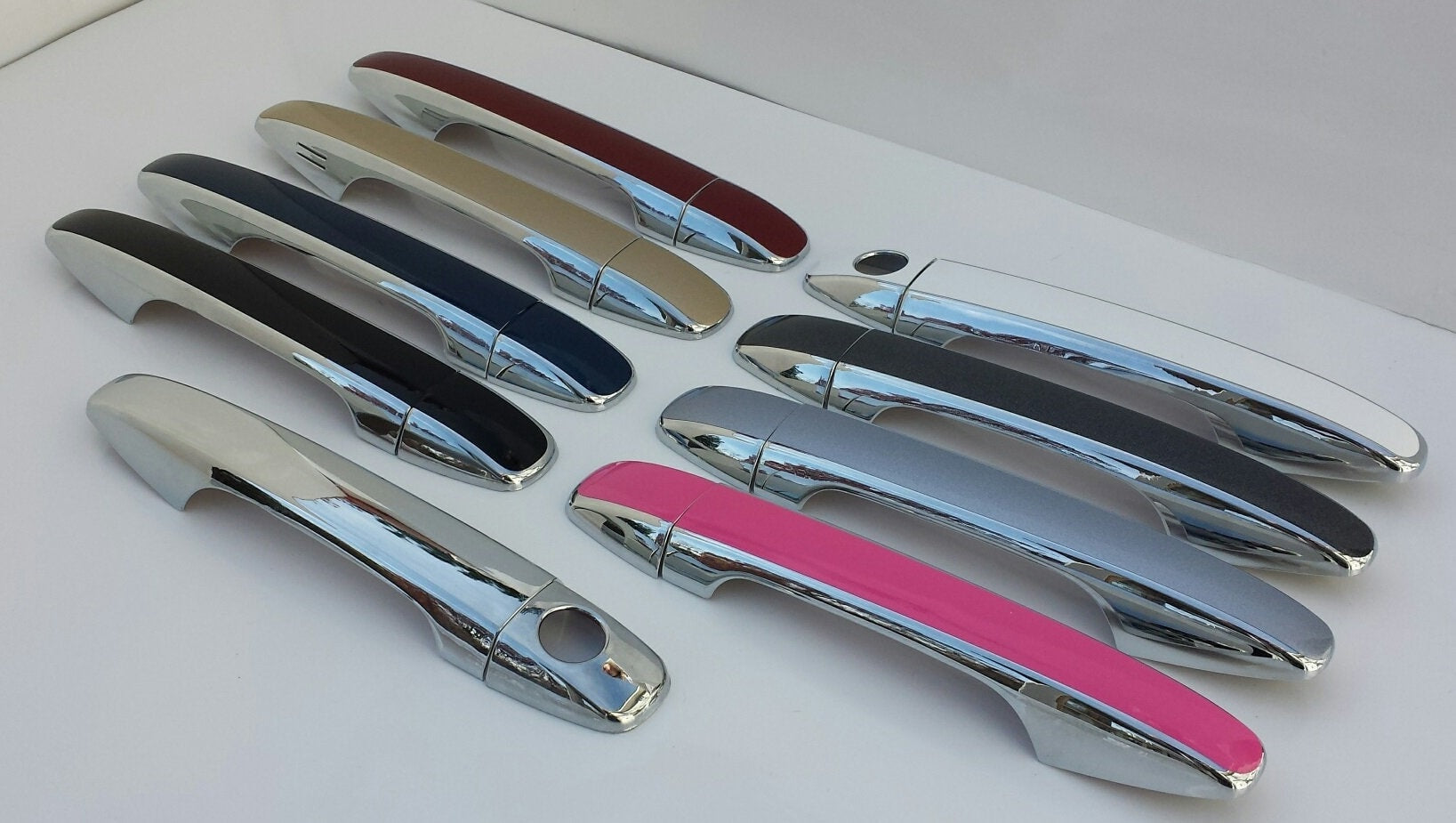 Full Set of Custom Black OR Chrome Door Handle Overlays / Covers For 2011 - 2020 Toyota Sienna - You Choose the Color of the Middle Insert