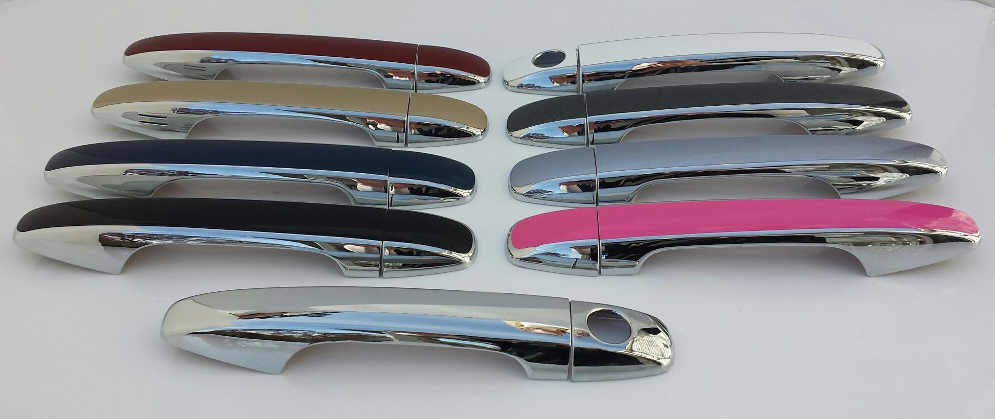 Full Set of Custom Black OR Chrome Door Handle Overlays / Covers For 2011 - 2020 Toyota Sienna - You Choose the Color of the Middle Insert