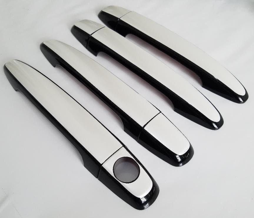 Full Set of Custom Black OR Chrome Door Handle Overlays / Covers For 2004 - 2010 Toyota Sienna - Choose the Color of the Middle Insert