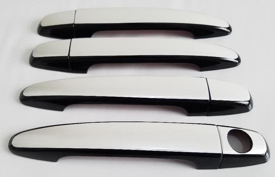 Full Set of Custom Black OR Chrome Door Handle Overlays / Covers For 2008 - 2013 Toyota Highlander - Choose the Color of the Middle Insert