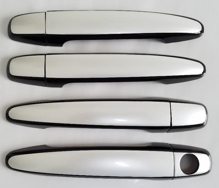Full Set of Custom Black OR Chrome Door Handle Overlays / Covers For 2008 - 2013 Toyota Highlander - Choose the Color of the Middle Insert