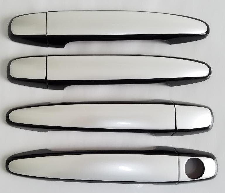 Full Set of Custom Black OR Chrome Door Handle Overlays / Covers For 2004 - 2010 Toyota Sienna - Choose the Color of the Middle Insert