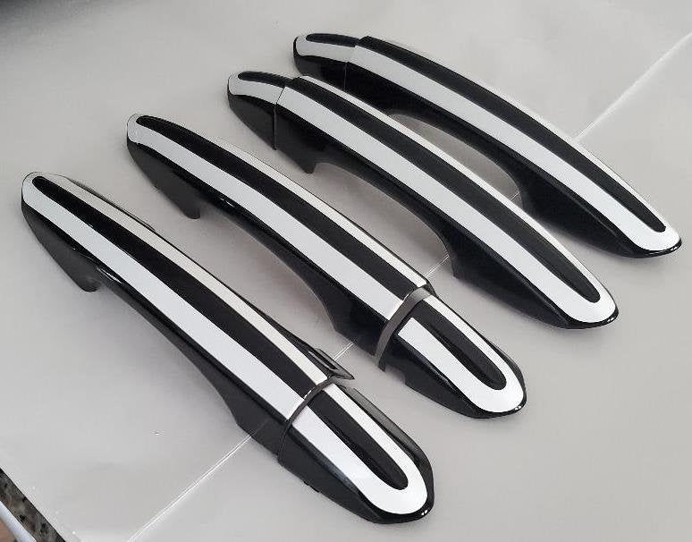 Full Set of Custom Black OR Chrome Door Handle Overlays / Covers For the 2020 - 2023 Ford Taurus  -- You Choose the Middle Color Insert