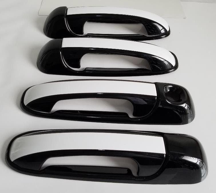 Full Set Custom Black OR Chrome Door Handle Overlays / Covers For the 2002 - 2008 Dodge Ram Truck